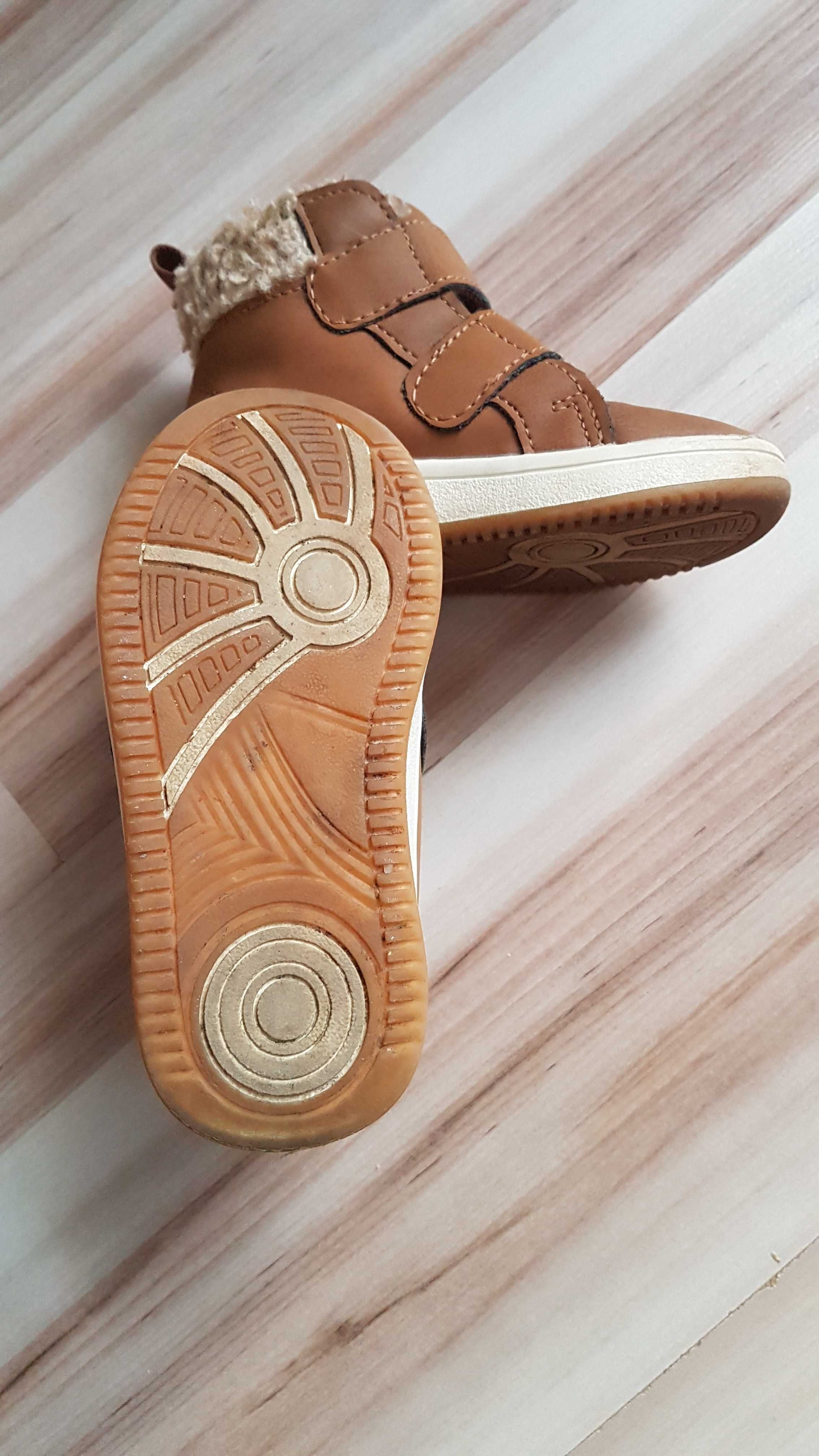 Ocieplane buty do kostki, H&M, zapinane na rzep, r. 22