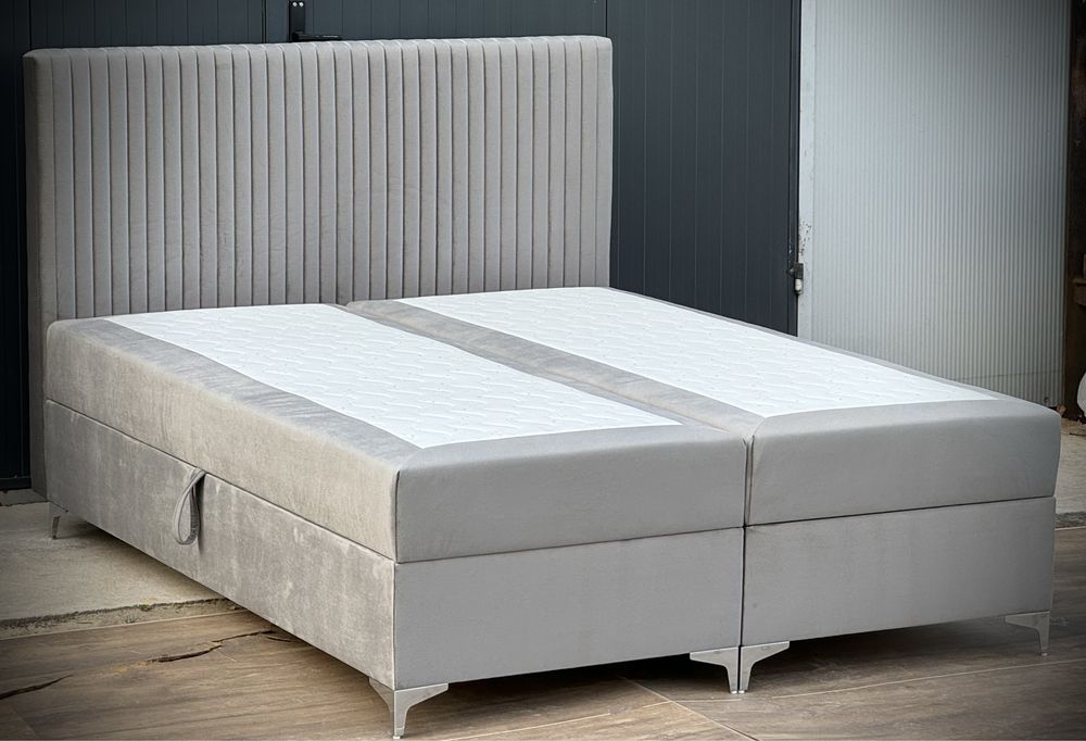 Łóżko Kontynentalne Monte materac bonell pojemnik pionowe pasy 160x200