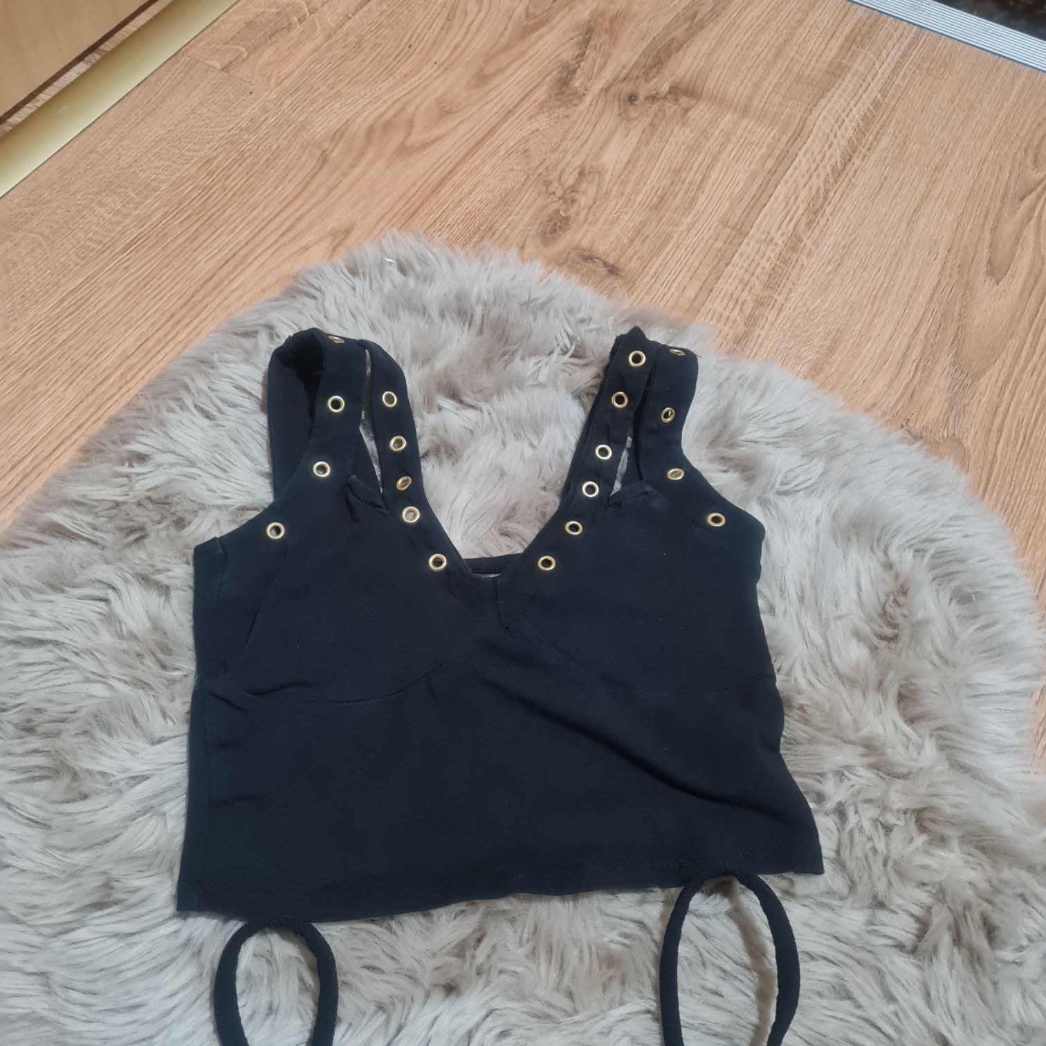 Crop top zestaw boohoo i Miss Selfridge r. XS czarne krótka bluzka imp