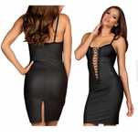 Obessive Redella Dress Czarna sukienka i stringi haleczka "skórzana"