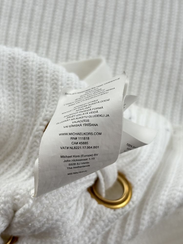 Michael Kors biały wiosenny damski sweter XS 34 z wiązaniem
