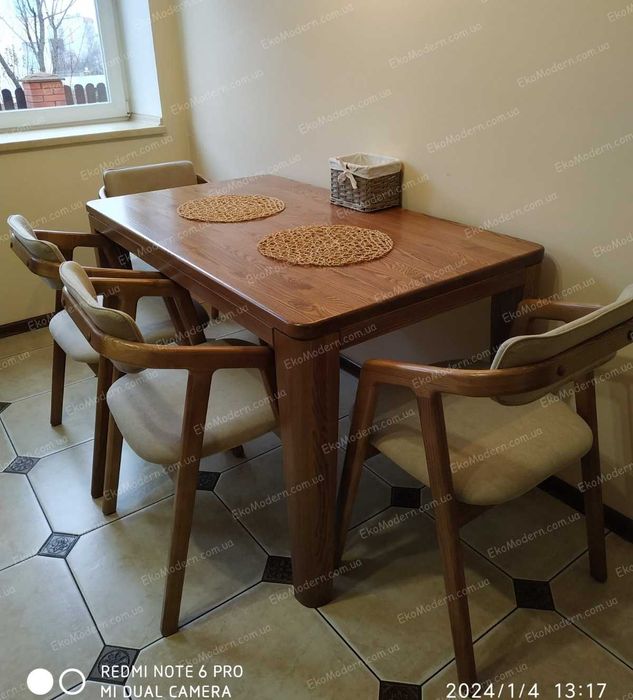 Крісло з підлокітниками із дерева ЯСЕН, ДУБ,БУК для кухні дому та кафе