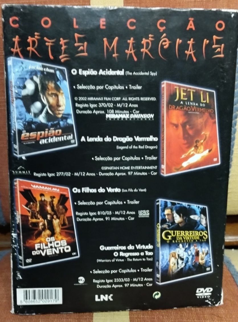 Coleção de 4 DVDs de filmes de Artes Marciais