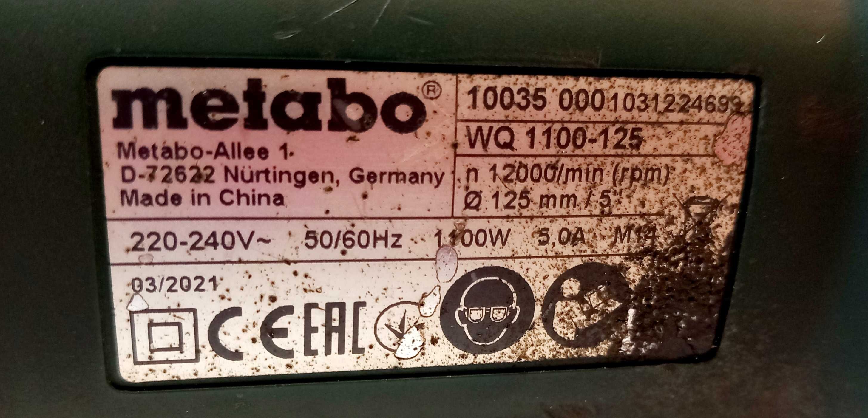 Szlifierka kątowa METABO WQ 1100  386/24/HUT