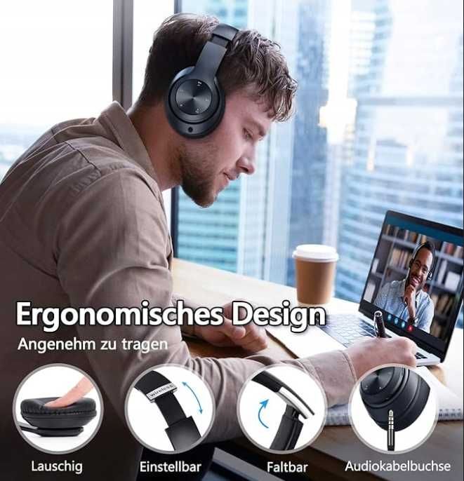 Bezprzewodowe Słuchawki Bluetooth 65h 6-Trybów EQ Mikrofon