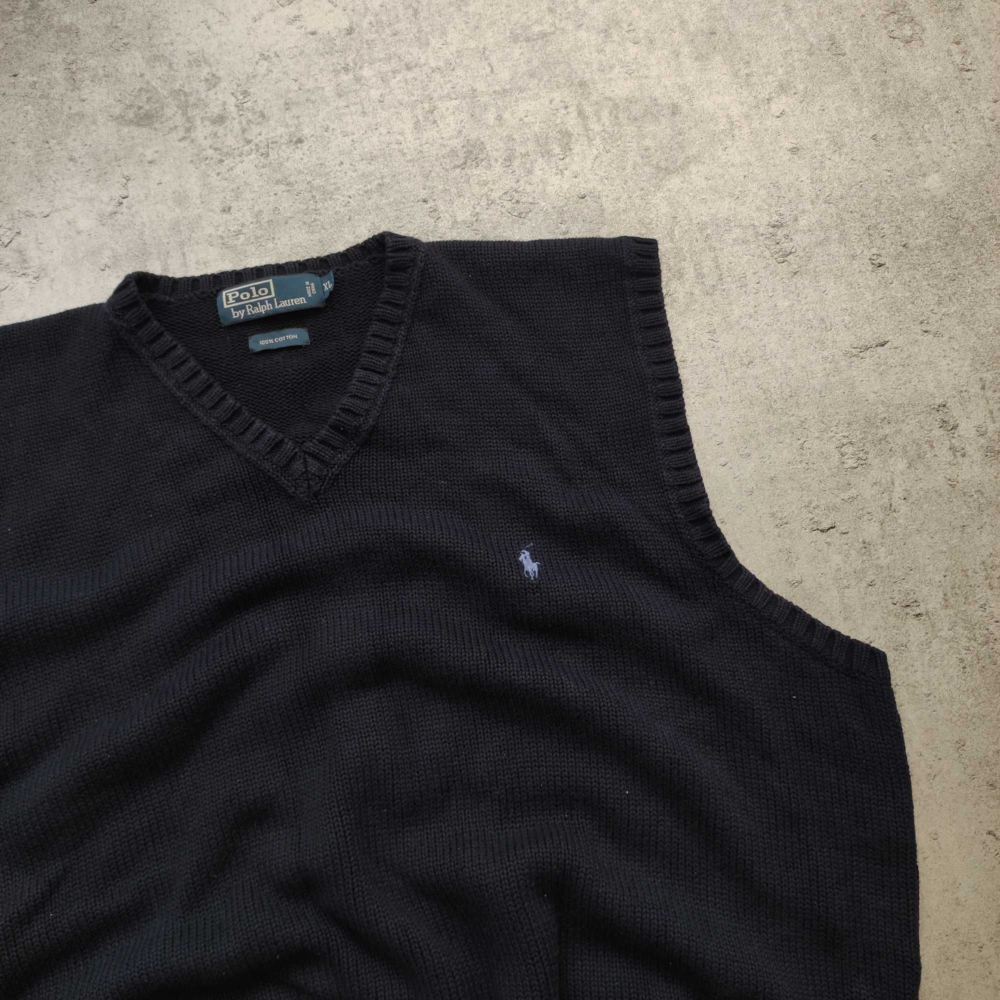 MĘSKA PREMIUM Granatowa Kamizelka Sweter Polo Ralph Lauren Konik Logo