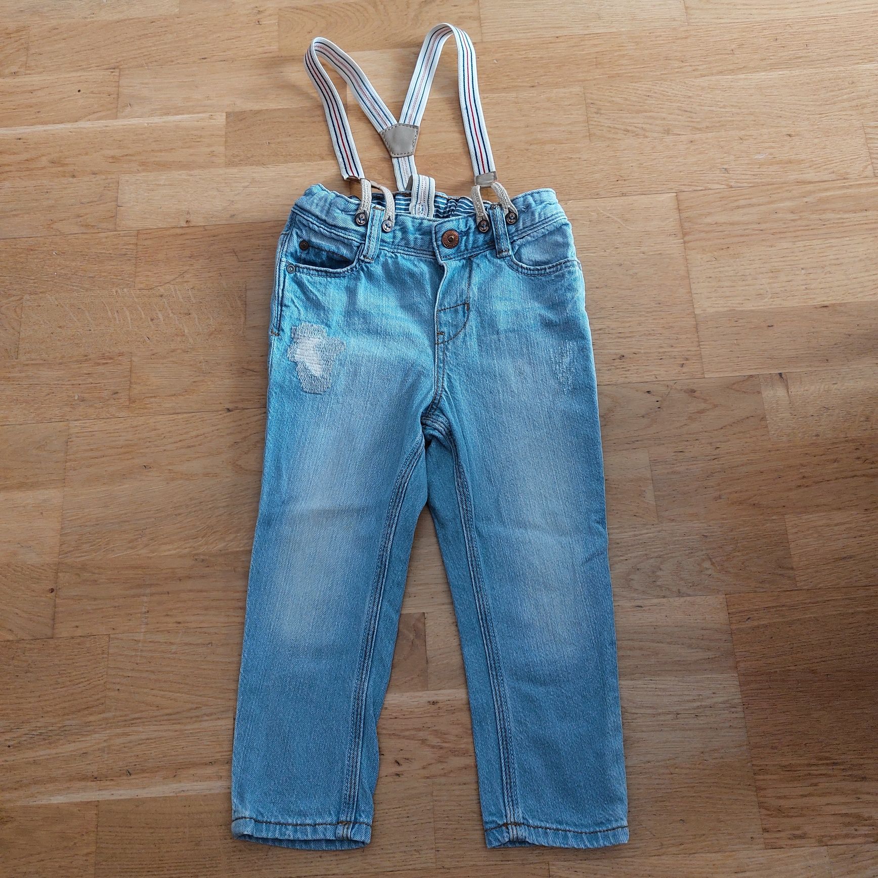 H&M spodnie jeansy z szelkami rozm. 86 12-18 miesięcy stan idealny