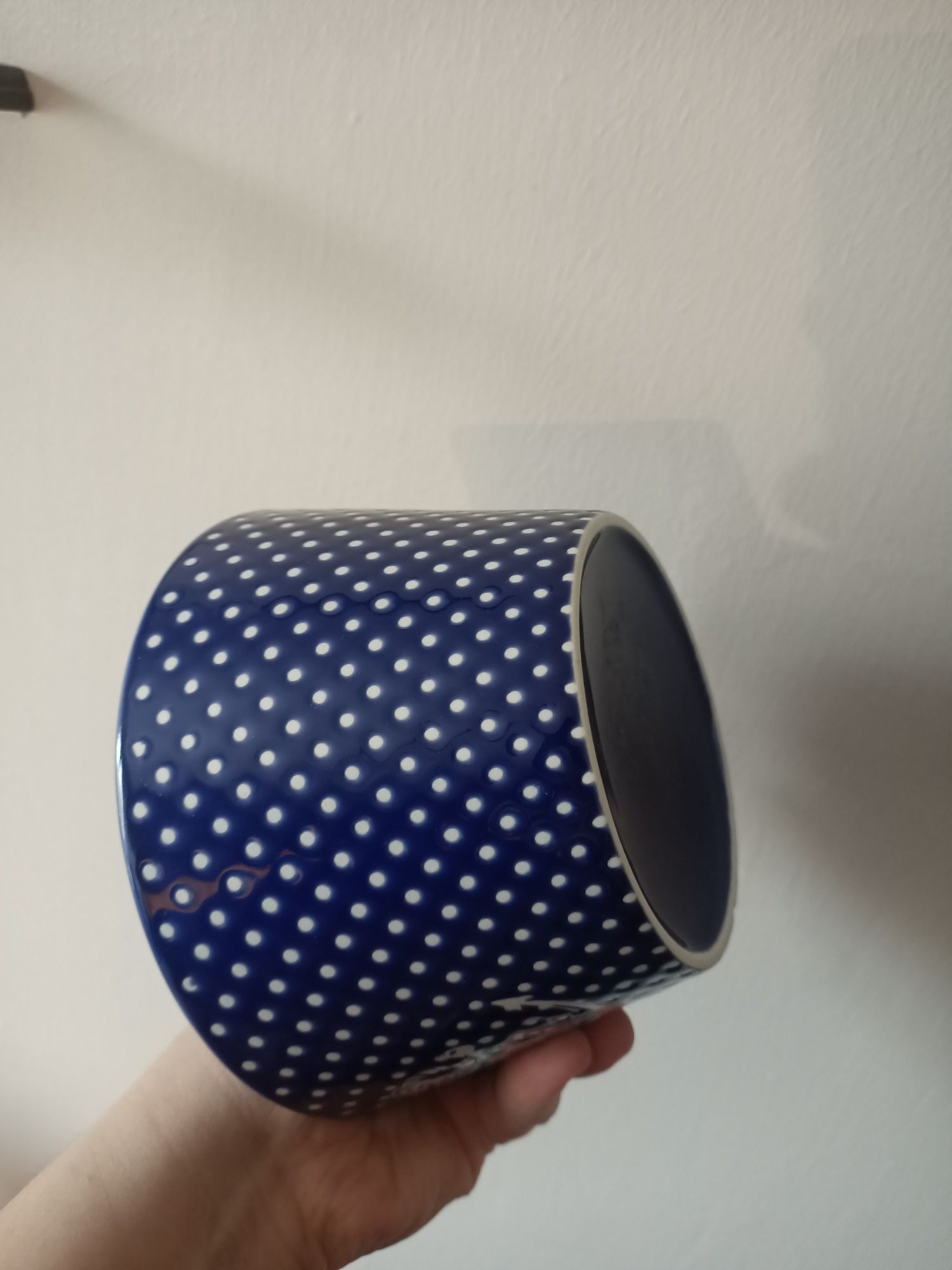 Miseczka miska w kropki niebieska granatowa morska z kotwicą