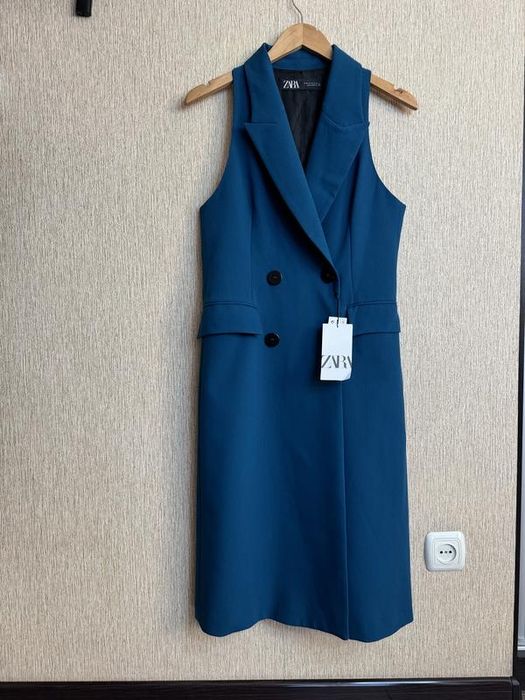 Довгий блейзер, жакет без рукавів, плаття zara, оригінал