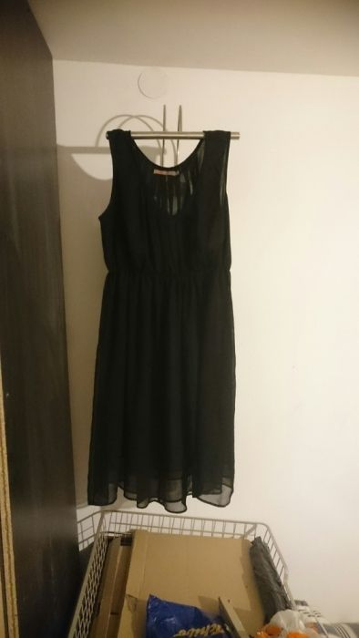 Sukienka czarna odcinana wieczorowa letnia szyfon ciazowa szyfonowa 38