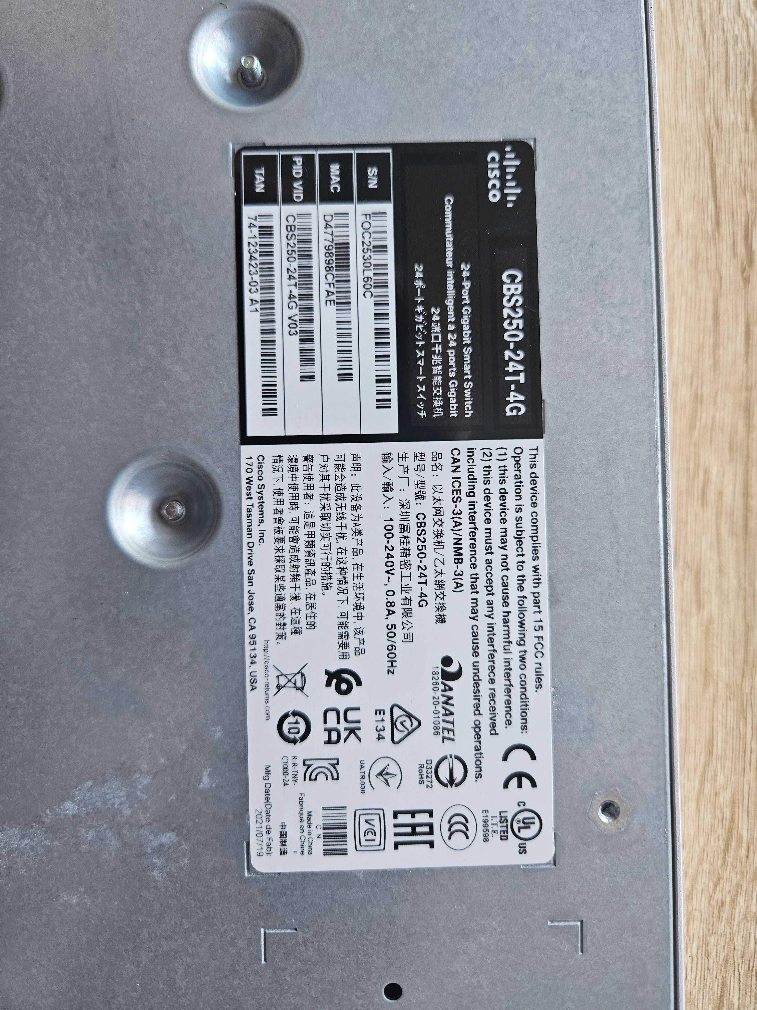 Cisco Business 250 Series CBS250-24T-4G Switch L3 inteligente 24 x 10/