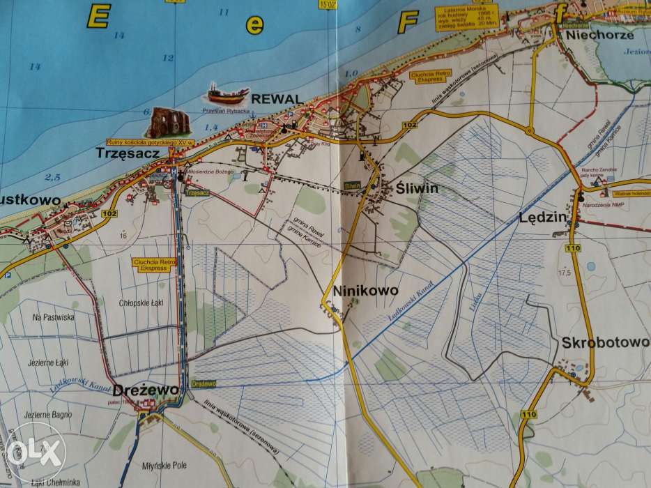 Przewodnik Wybrzeże Bałtyku Mapa Turystyczna Polskie Morze