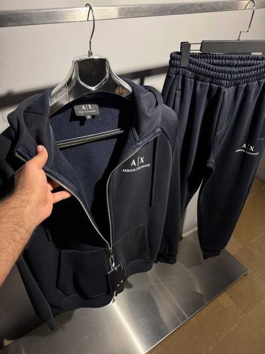 LUX Чоловічий спортивний костюм на флісі А/Х S,M,L,XL чорний/си