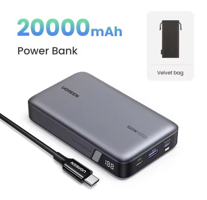 PowerBank UGREEN 100W на 20000mAh. Павербанк оригінал, новий PB720