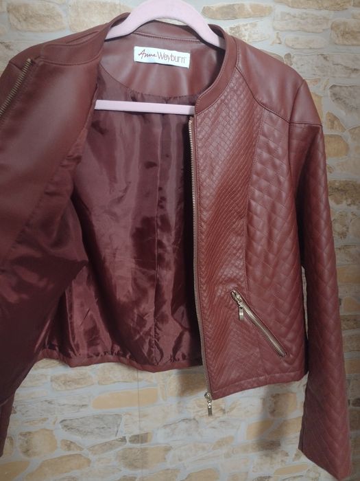 (42/XL) Ekskluzywna, skórzana, francuska kurtka ramoneska/ jak NOWA