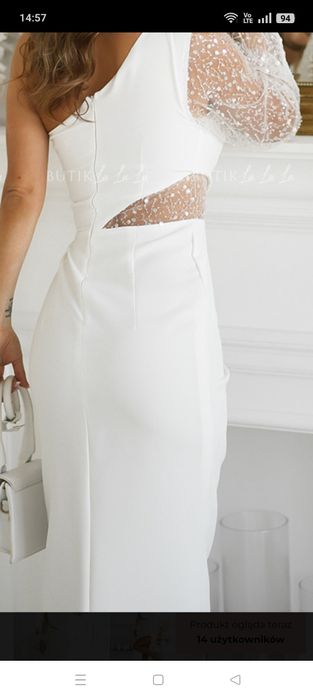 Sukienka ecru na jedno ramię