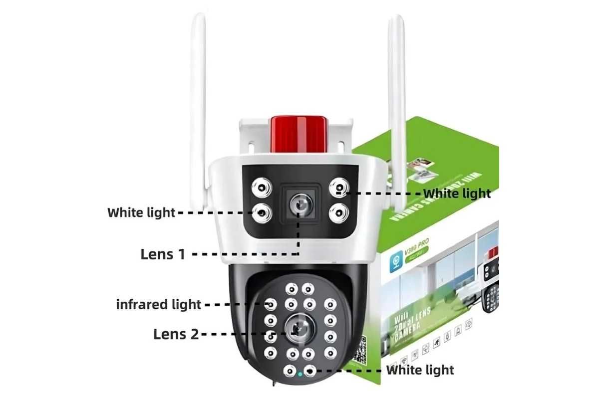 Камера вай фай беспроводная видеонаблюдения 2 объектива Wi FI 8MP