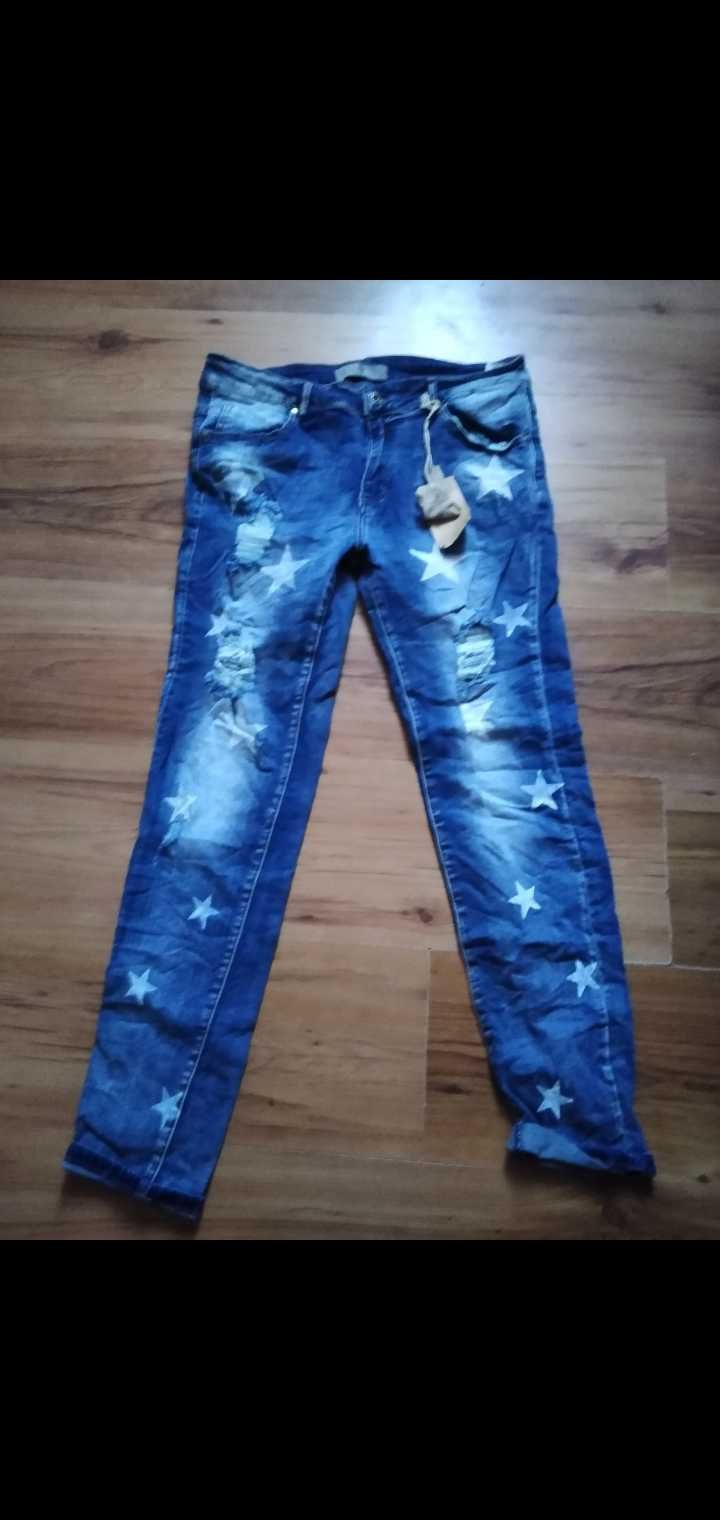 Spodnie jeansowe w gwiazdy xl