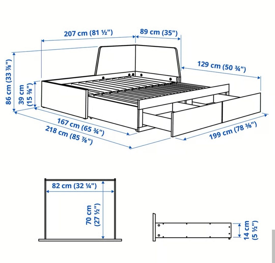Flekke łóżko, leżanka Ikea 80x200 rozsuwane plus 2 materace Malfors