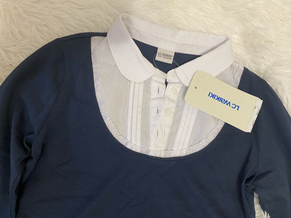 Синяя блузка кофточка с воротничком Waikiki 128-134 см 8-9 р.