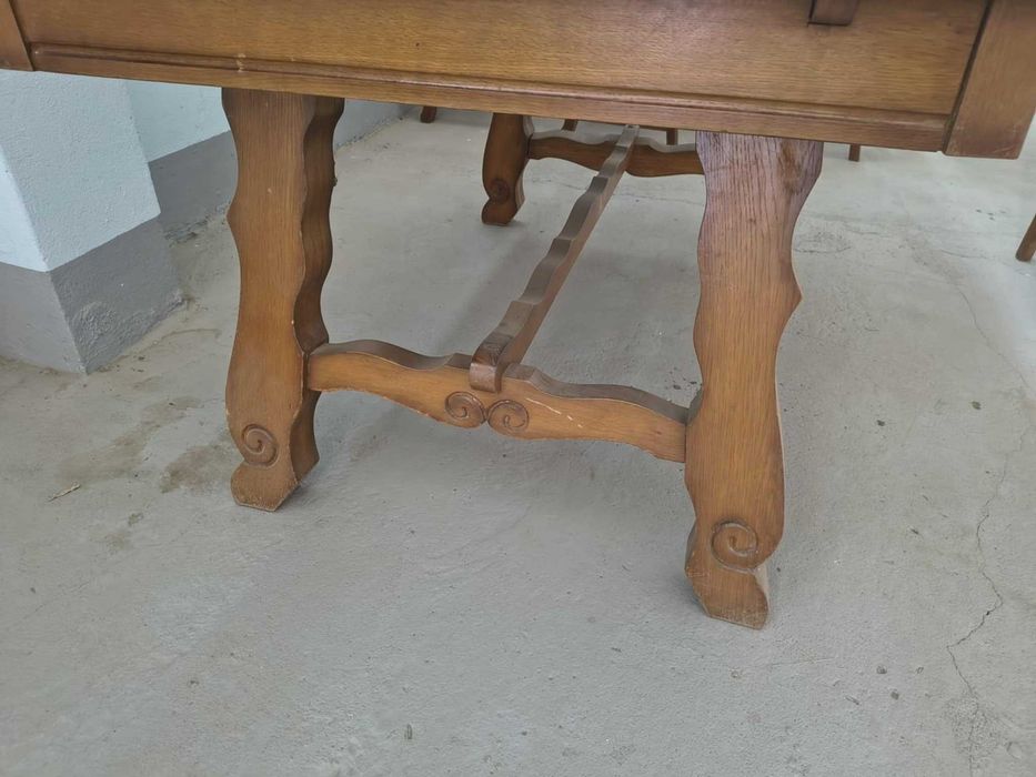 Stół solidny dębowy + 6 krzeseł