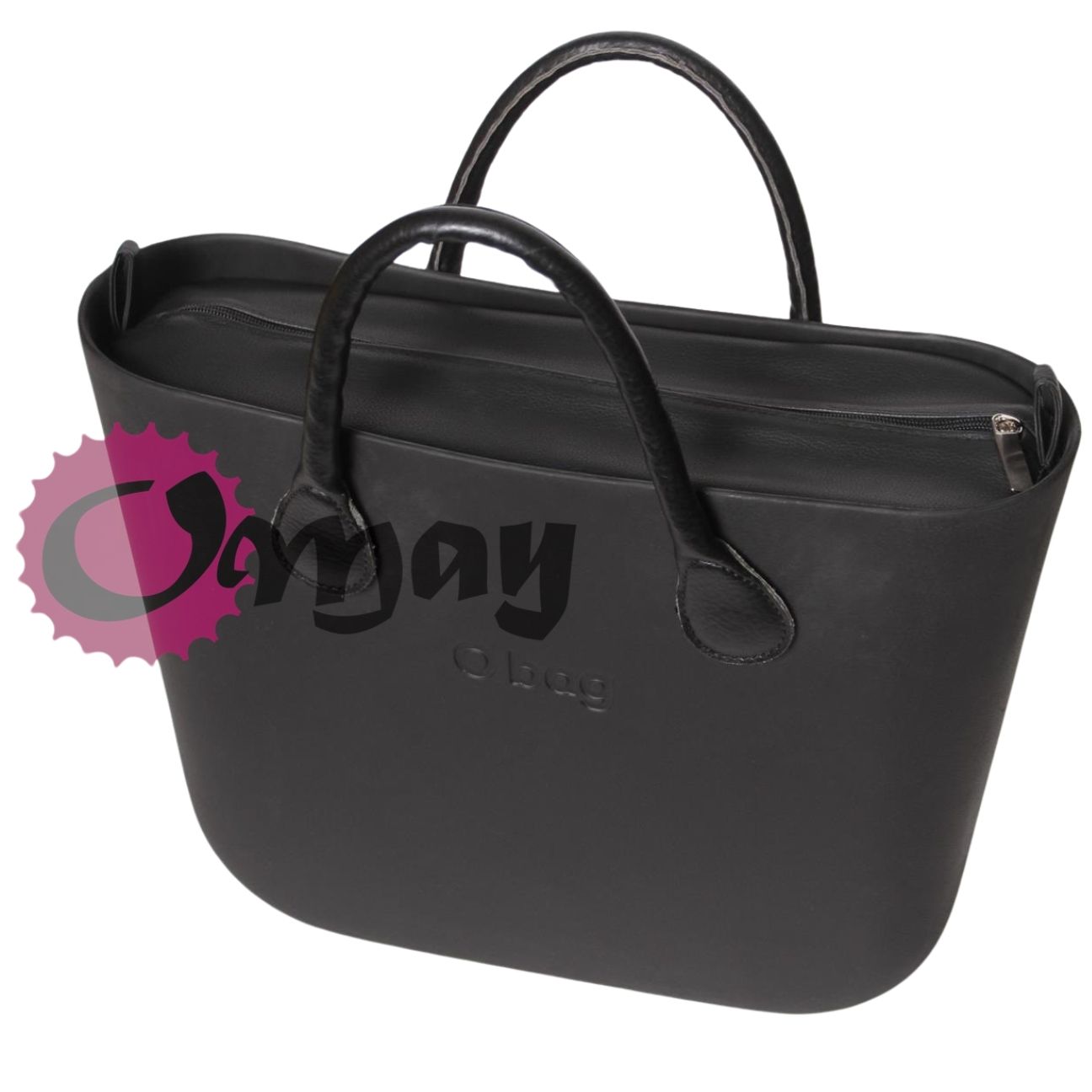 Czarny Mat Eko Skóra organizer do OBAG BAG STANDARD 2 kieszenie OMAY