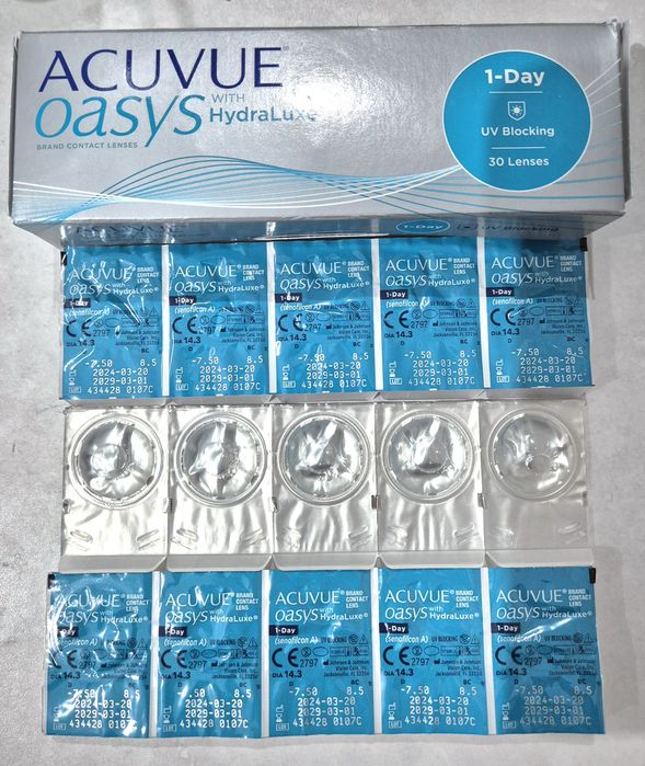 ACUVUE OASYS 1-DAY Soczewki kontaktowe jednodniowe 15szt Moc -7,5 -8.0