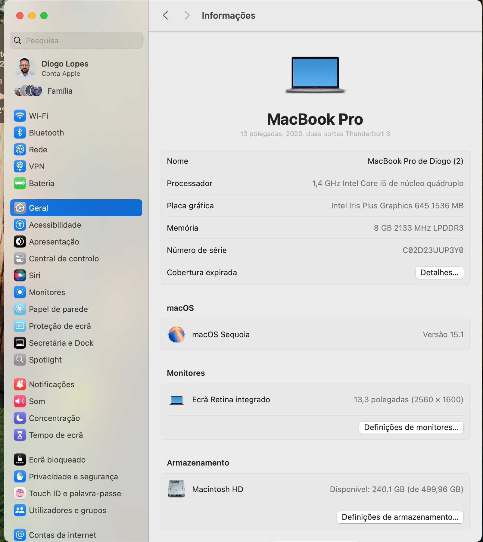 MacBook Pro 13'' 2020 | Intel i5 | 8GB RAM | 500GB SSD | Impecável
