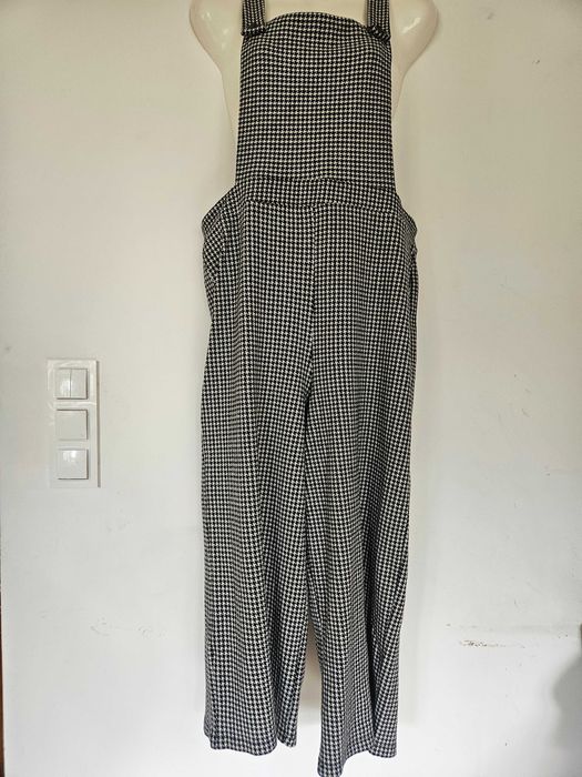 New look rozmiar 44 spodnie ogrodniczki 3/4 rybaczki w kratę szerokie