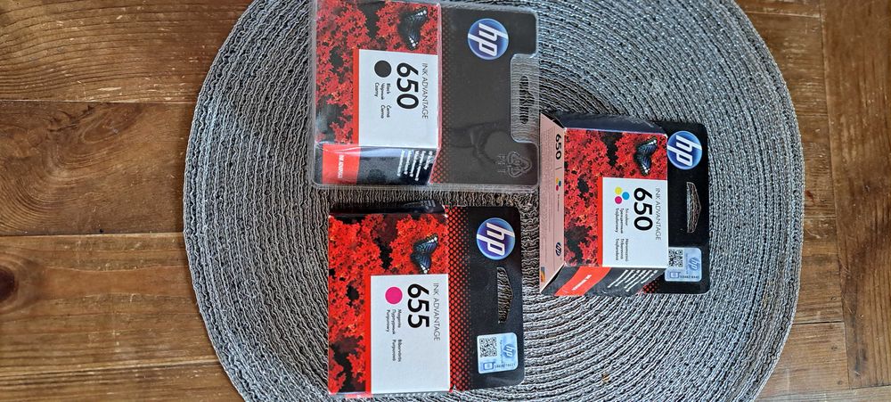 Oryginalny czarny,  trójkolorowy tusz HP "650"