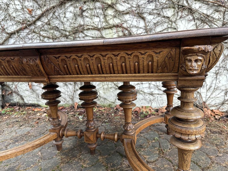 Stary Stol Eklektyczny Antyk Masywne Drewno