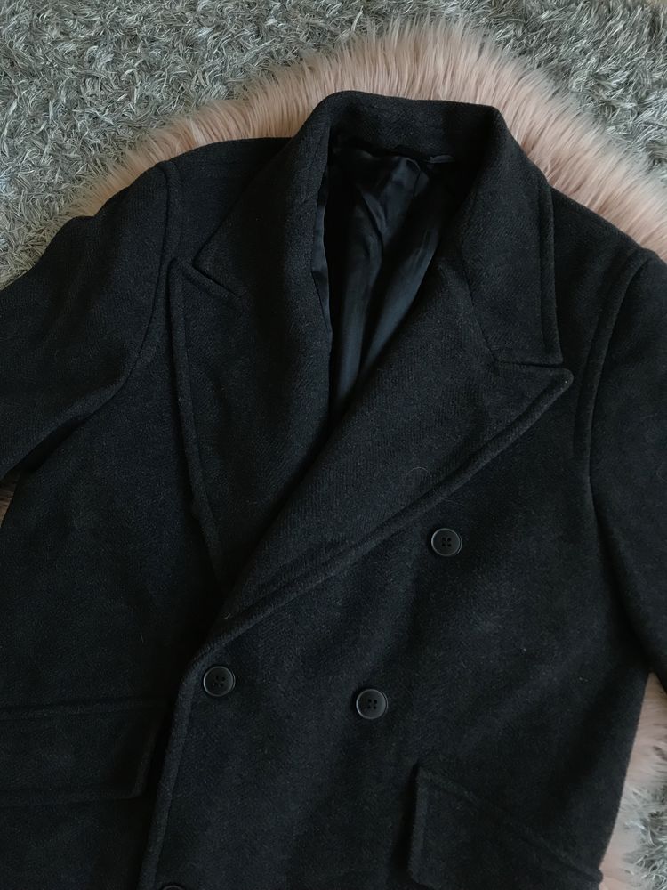 Męski elegancki płaszcz na zimę wełna z kaszmirem