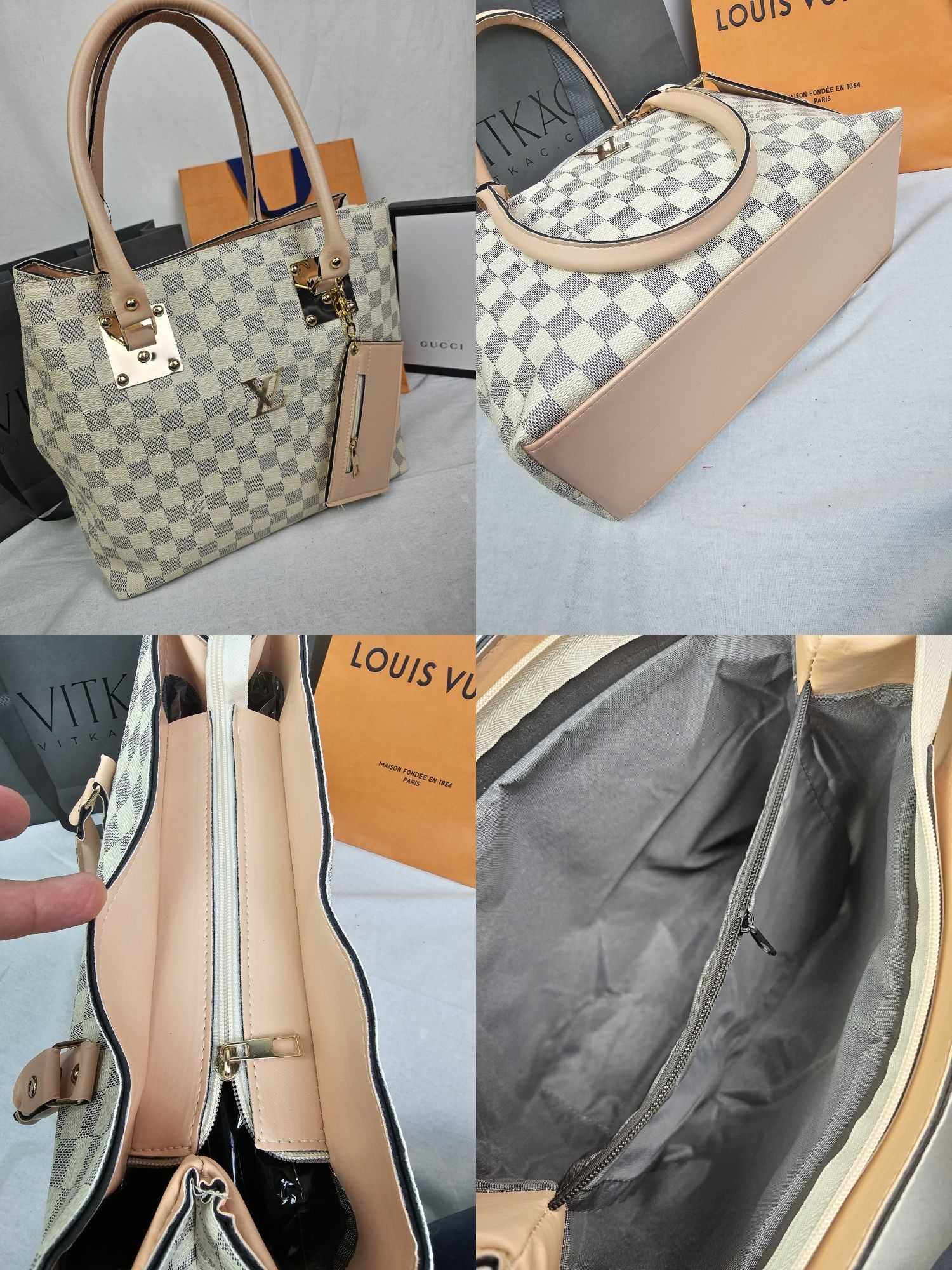 Torba z saszetka Louis Vuitton czarna kratka nowość hit
