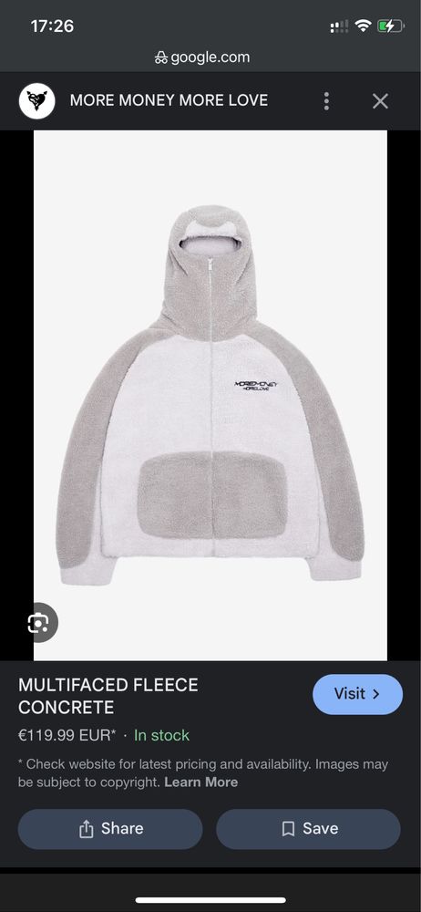 Bluza More Money More Love Multifaced Fleece Concrete L uniseks