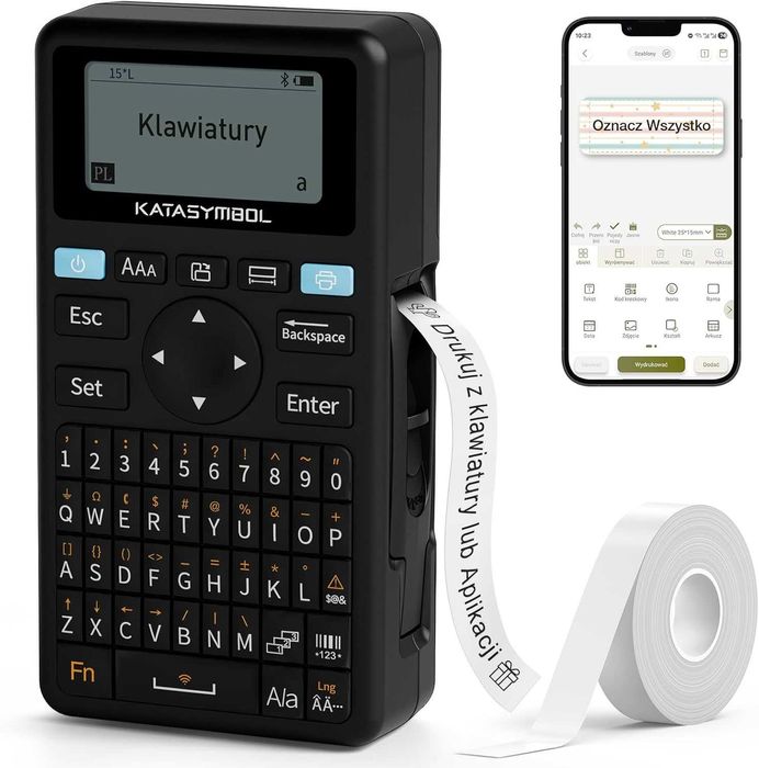 SUPVAN E11 Drukarka Etykiet Bluetooth QWERTY USB-C + 1 Rolka etykiet