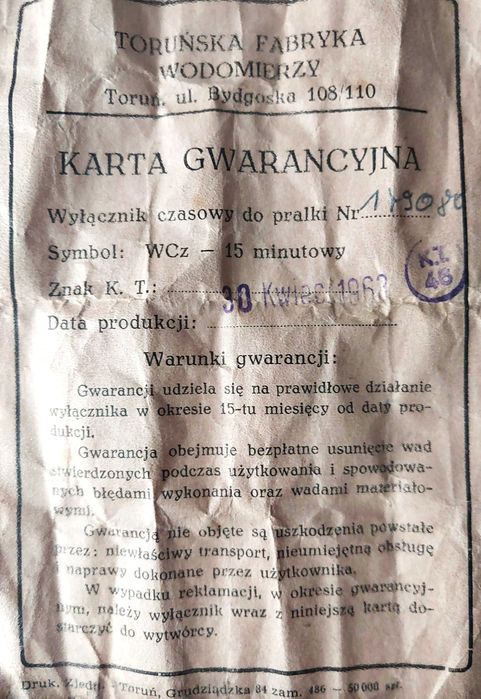 Pamiątki z PRL-u - Wyłącznik czasowy do pralki rok prod 1963