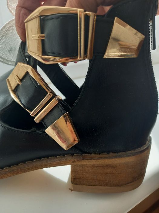 Skórzane lekko ocieplane czarne sztyblety Jenny fairy  rozmiar 37