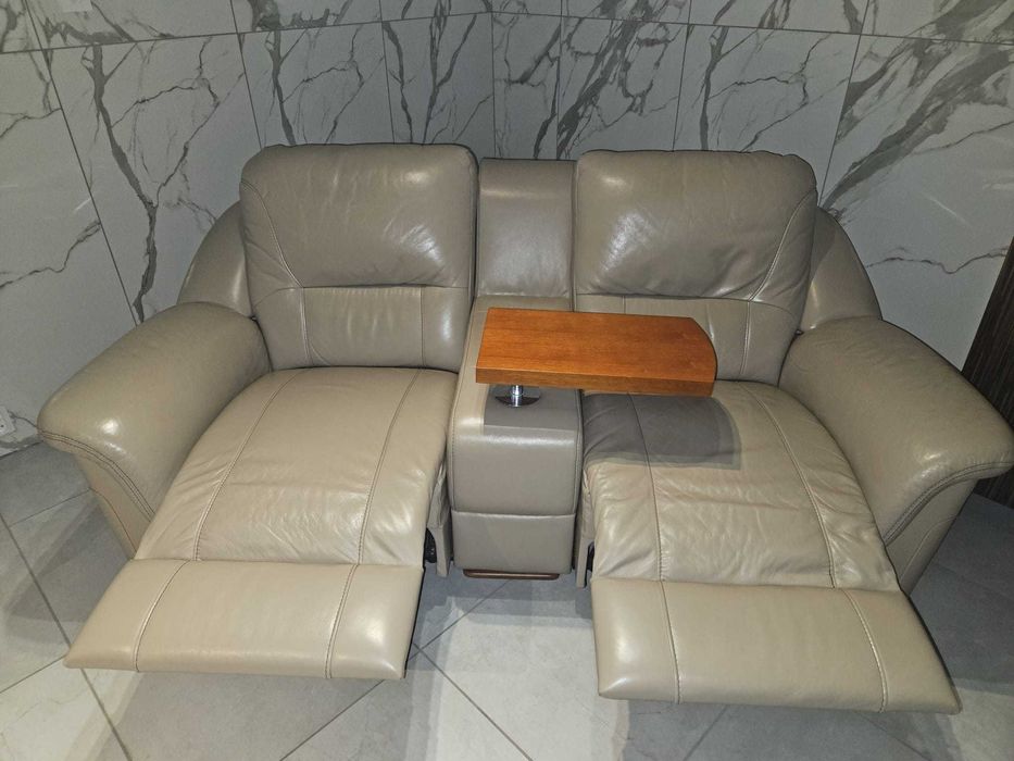 skórzany fotel podwójny z funkcją relaks - prawdziwa skóra