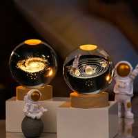 Кришталева куля 8см декоративний 3D нічник світильник сатурн