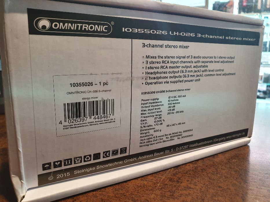 Kanałowy Mikser Stereo OMNITRONIC LH-026 !!! Nowy !!! Combo Szczecin !
