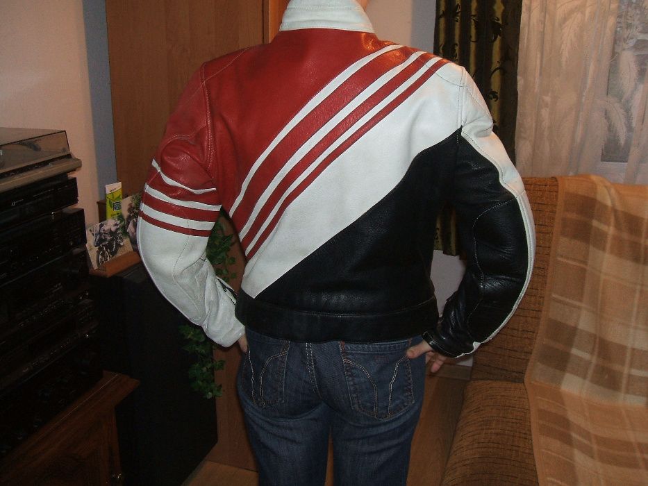 kurtka skórzana damska hein gerick s czarno czerwono biała