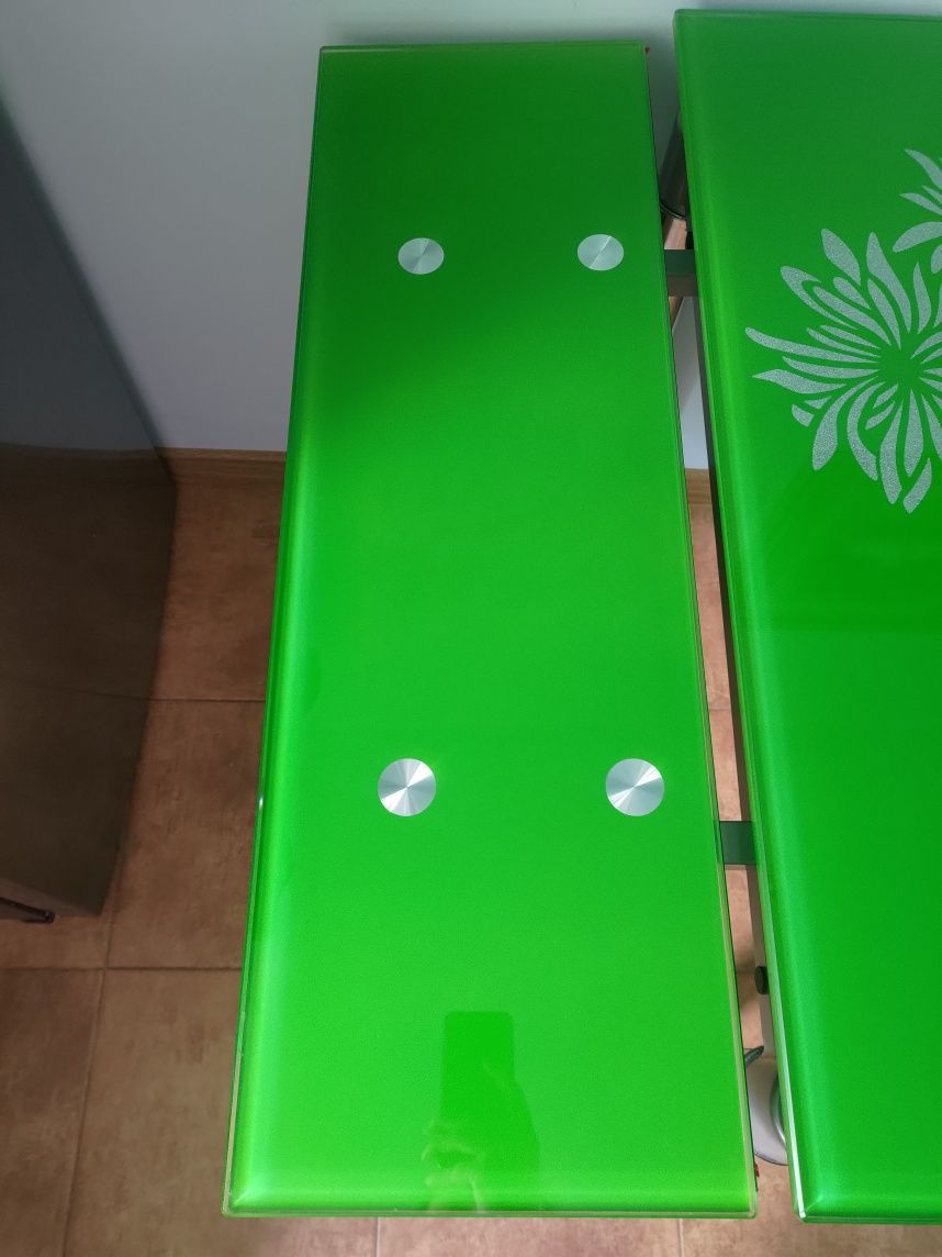 Stół szklany rozkładany BRW 80x80 130x80 zielony