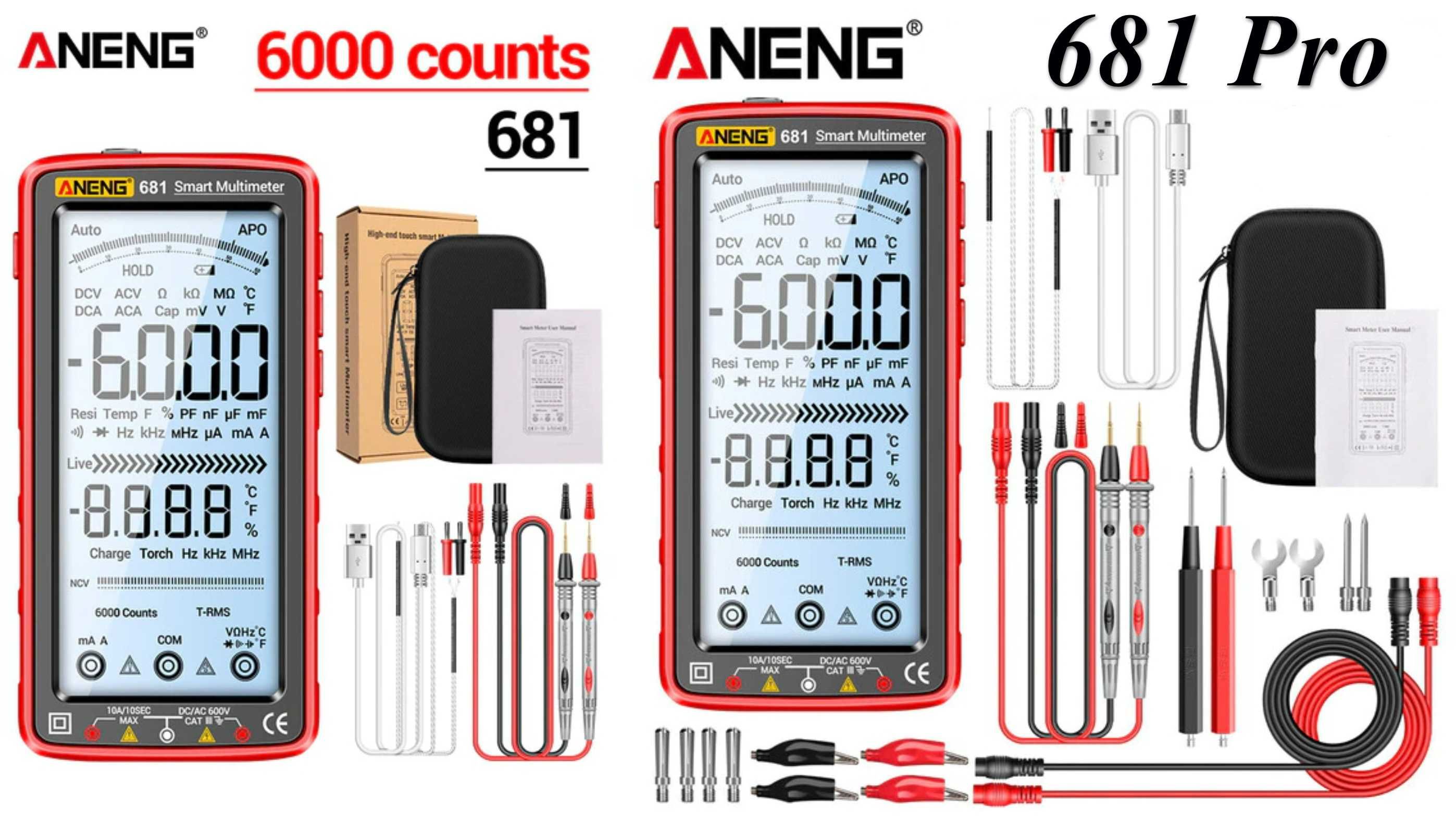 ANENG 681 682 и 683 Smart тестер мультиметр AC/DC NCV R/C/D/t/f Li-Ion