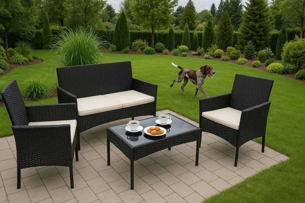 NOWY ZESTAW Meble Ogrodowe Technorattan 4-OS z Poduszkami Sofa Stolik