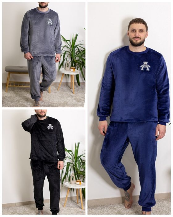 Махрова піжама чоловіча, махровая пижама мужская, теплая пижама плюш