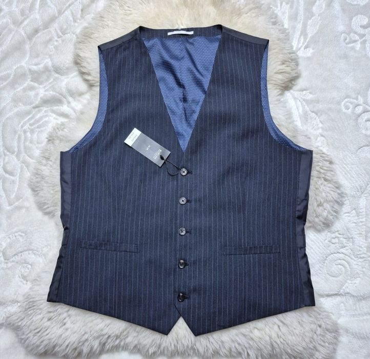 Kamizelka garniturowe M Granatowa w kratkę Burton Menswear London Nowa