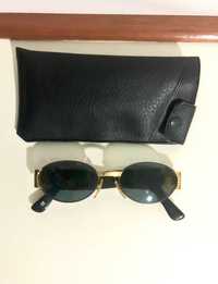 Óculos de Sol Original Versace modelo Vintagem S72 Preto com Ouro