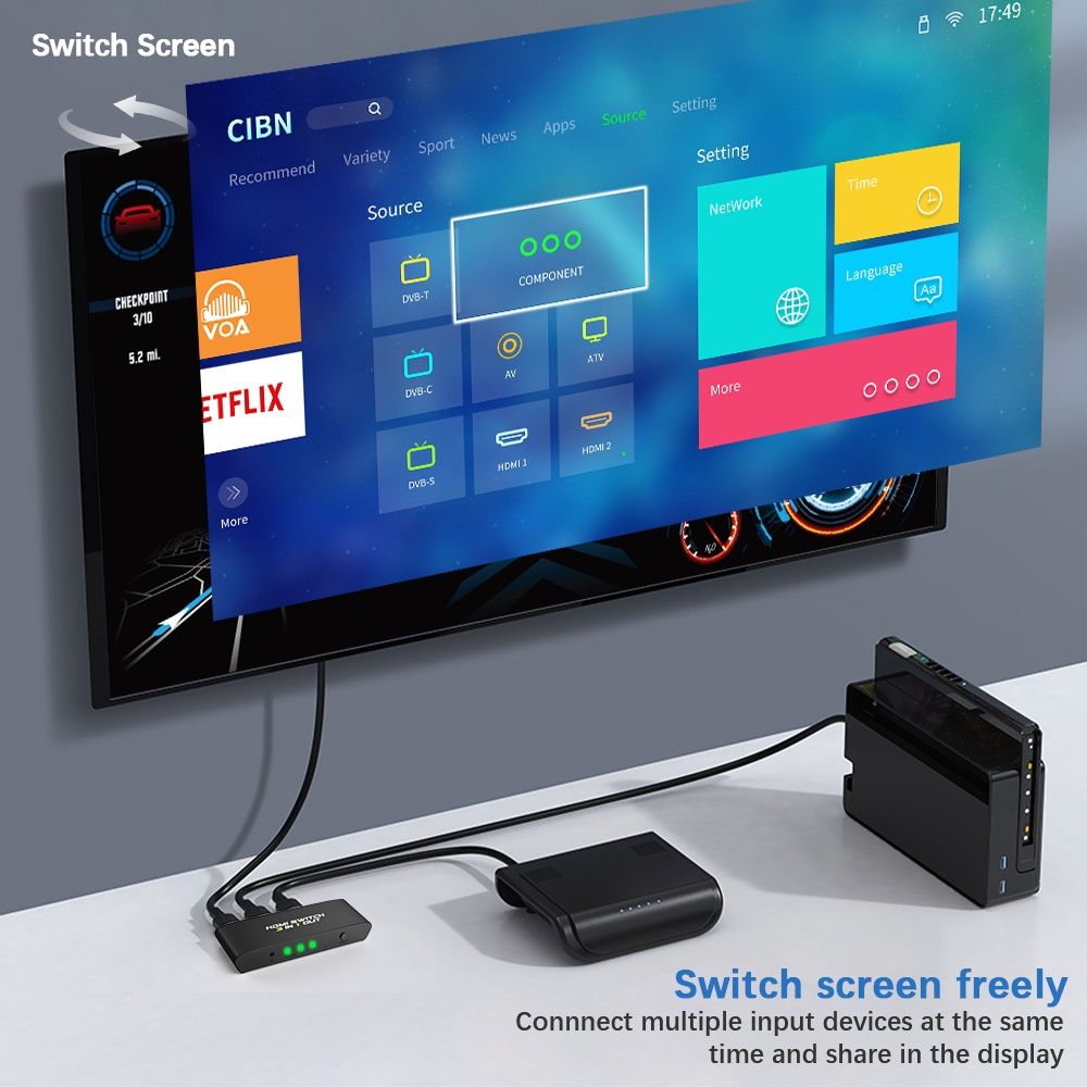 4K HDMI,переключатель 3х1, хаб с ИК-пультом ДУ, свитч разветвитель pro