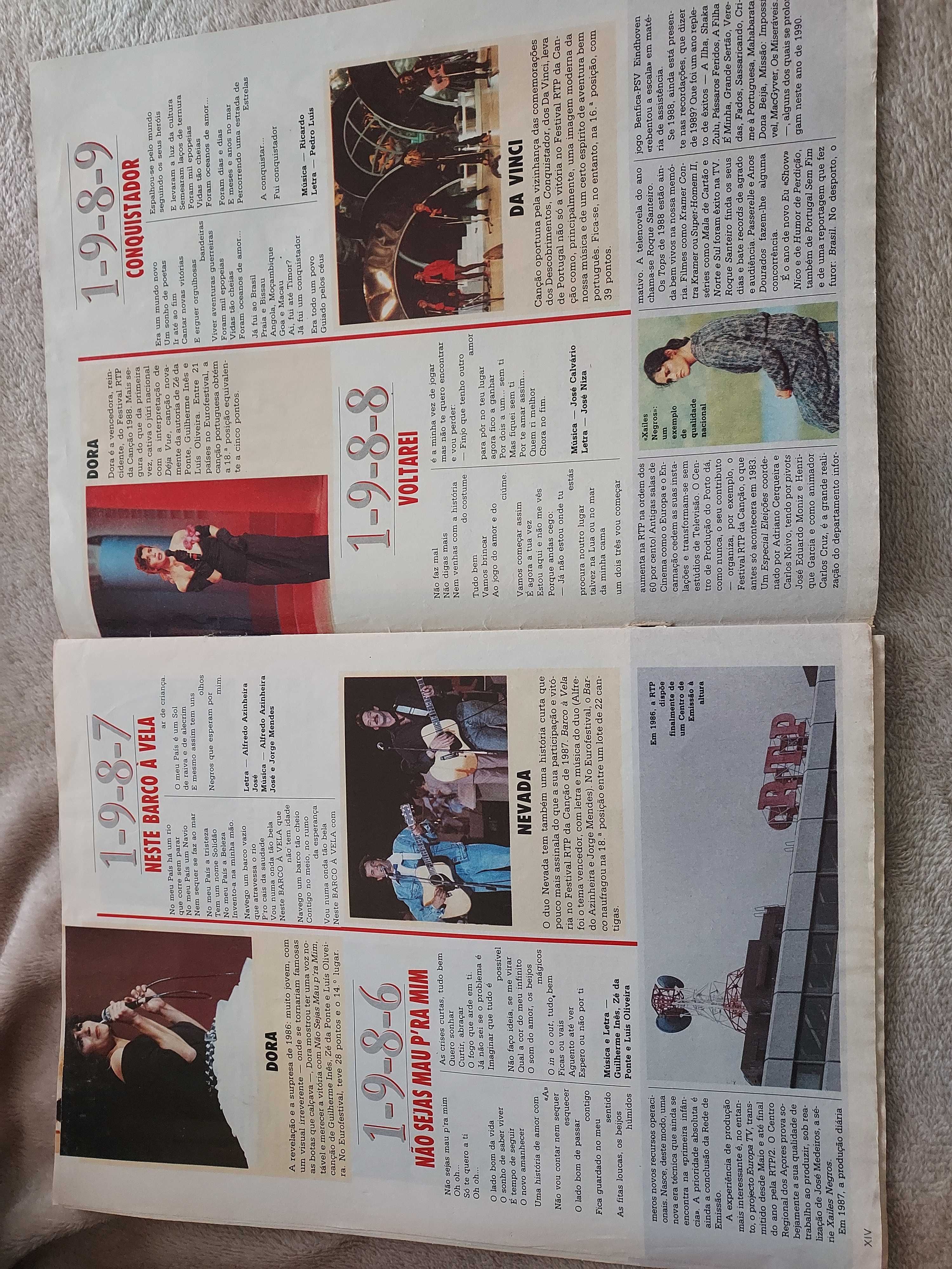 Revista TV guia com as  letras di festival da canção 1964 a 1989