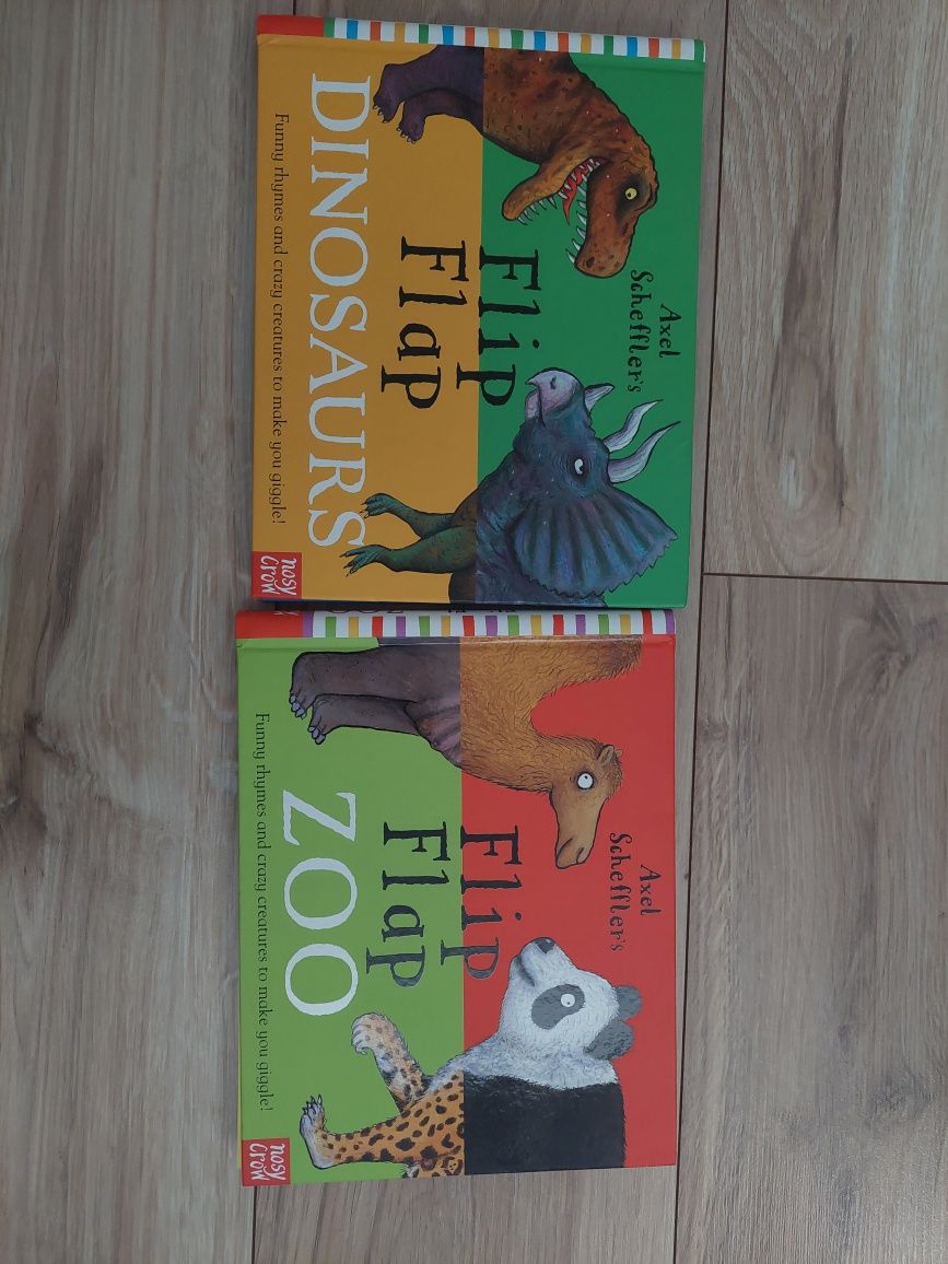 Alex Scheffler Flip Flap Dinosaurs, Zoo - ksiazki dla dzieci po ang